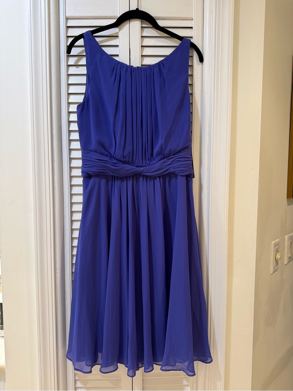 Summer Shimmery Bluish Purple Pleated Chiffon Midi Dress by Raloh Lauren